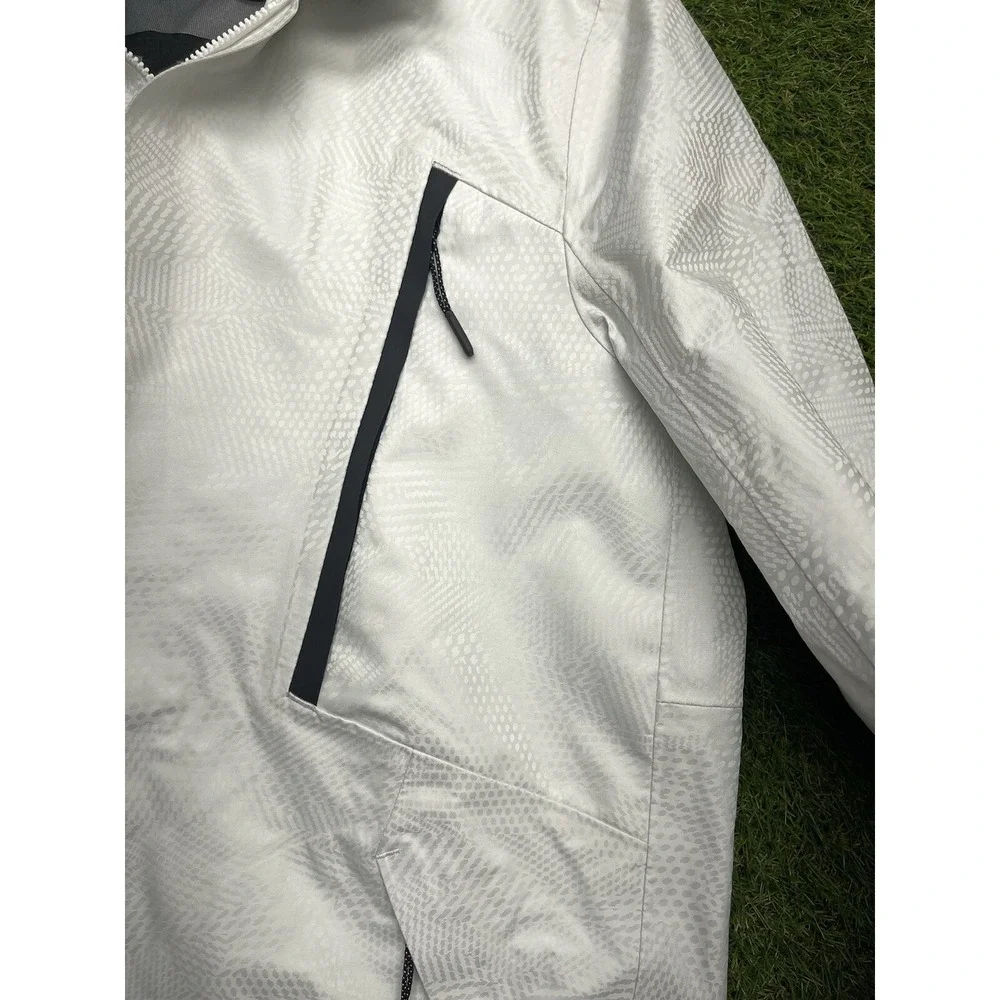Nike Coat Mens Medium White Gray Full Zip Tech Jacket Winter Coat Rain 2000s